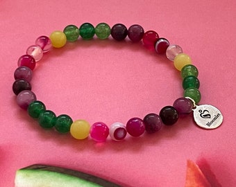 Watermelon Bracelet - Gemstone Bracelet, Crystal Bracelet, Anti Anxiety Bracelet, Crystal Healing, Protection Bracelet, Jade, Agate & Jasper