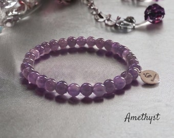 Amethyst Beaded Gemstone Bracelet - Made For You Bracelets by Bloomlet - Amethyst Bracelet, Amethyst Jewelry, Amethyst Gift, Purple Bracelet