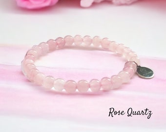 Rose Quartz Beaded Gemstone Bracelet - Made For You Bracelet by Bloomlet - Rose Quartz Bracelet, Rose Quartz Jewelry, Rose Quartz Gift