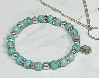 Serenity - Gemstone Bracelet, Turquoise Bracelet, Silver Beaded Bracelet, Crystal Bracelet, Handmade Jewellery, Protection Bracelet, Gift