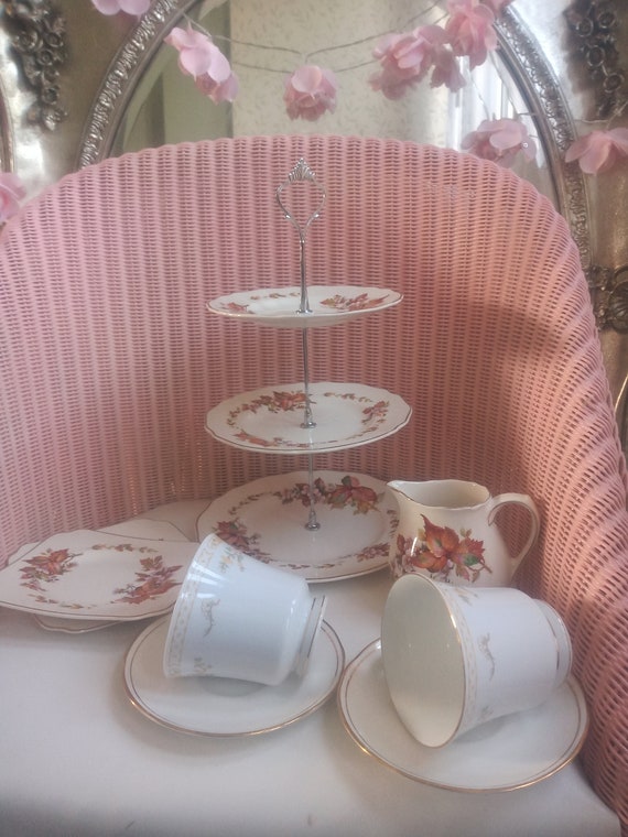 Bon China Cake Stand and Bone China Cups Saucers Plate Etc 