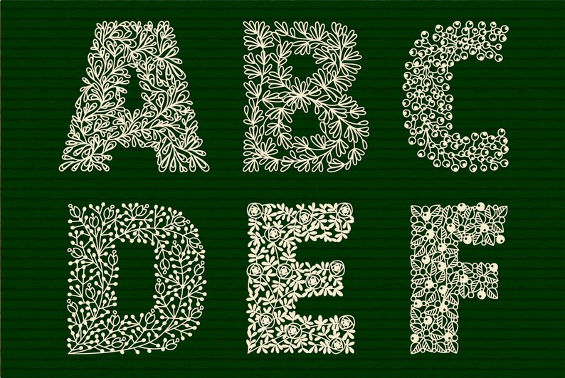 Alphabet with floral pattern SVG file for Silhouette Cameo ...