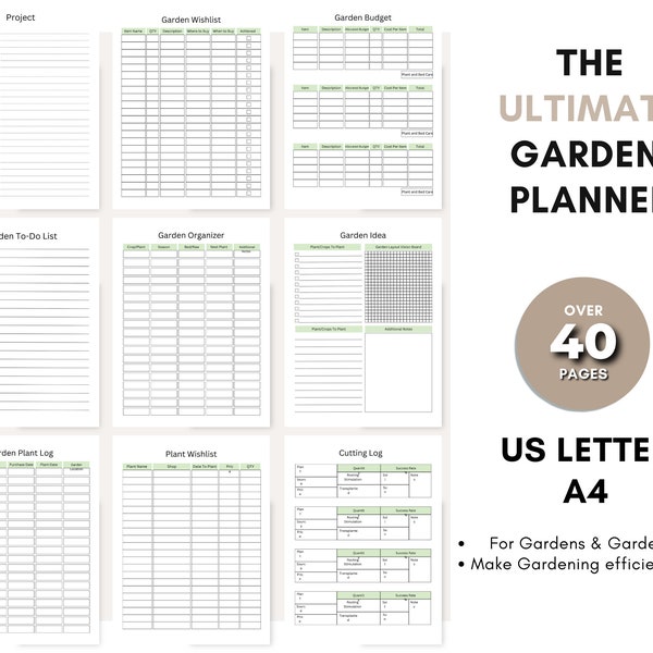 Garden Planner Journal | Gartendekoration | Pflanzen Logbuch | Haus und Gartenplaner | Gartenorganizer | PDF Printable Digitaler Download