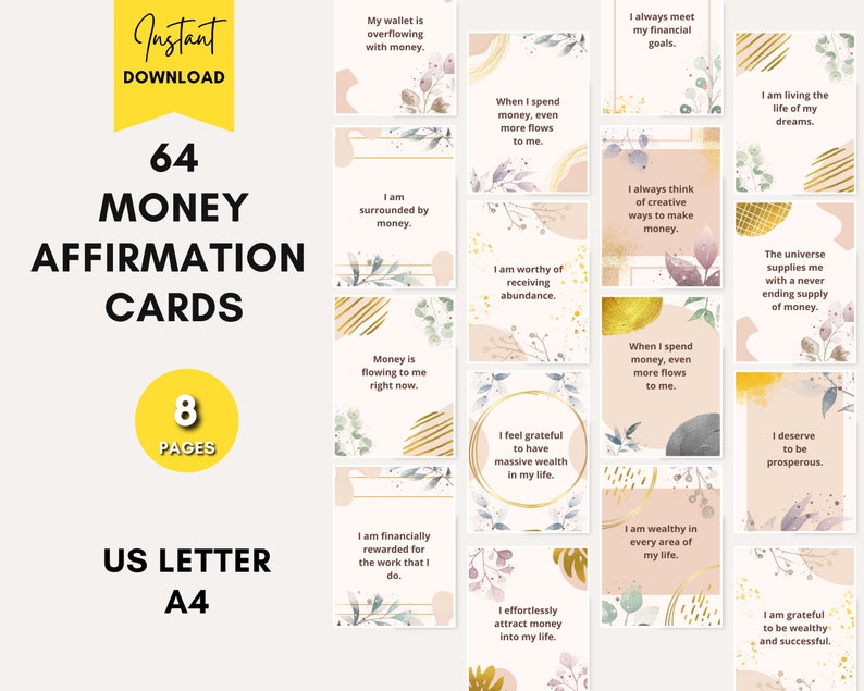 Money Affirmation Cards, Printable Affirmation, Manifestation ...