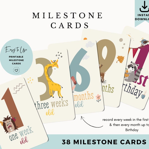 printable milestone cards | baby's first year | baby milestones | baby shower gift | first Smiles and first steps