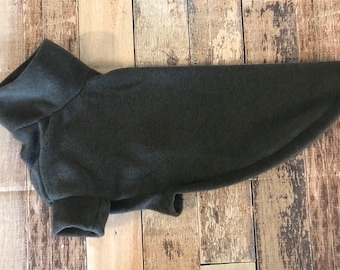 Charcoal Gray greyhound sweater / cozy made to measure fleece sighthound clothing, whippet pajamas