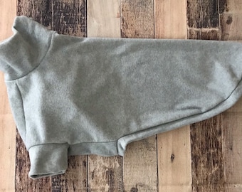 Heathered Gray greyhound sweater / cozy made to measure fleece sighthound clothing, custom size whippet pajamas