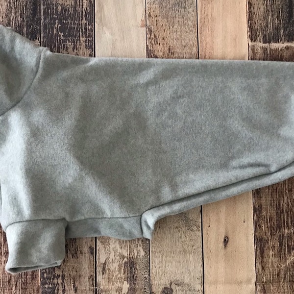 Heathered Gray greyhound sweater / cozy made to measure fleece sighthound clothing, custom size whippet pajamas