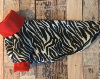 Pigiama Zebra Print & Red Sighthound, pigiama whippet, maglione levriero in pile