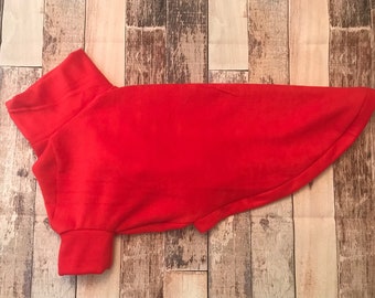 Red greyhound pajamas, sighthound clothing, made to measure whippet fleece