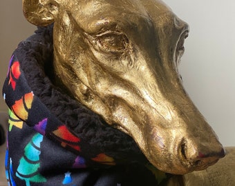 Christmas Trees Sighthound snood, Xmas Greyhound pile snood, scaldacollo festivo whippet, sciarpa levriero, cravatte saluki