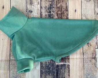Sage green Greyhound fleece / whippet pajamas. Made to measure sighthound jumper, lurcher sweater