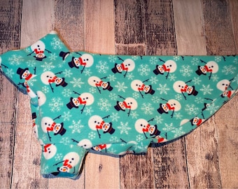 Pigiama levriero pupazzo di neve acquamarina, maglione levriero natalizio, maglione di Natale con fiocco di neve levriero, pile festivo per cani da caccia su misura