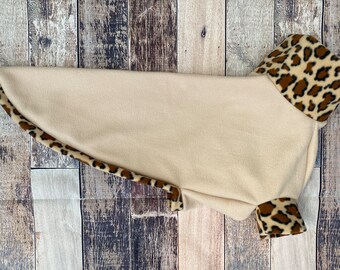READY TO SHIP 20" stone leopard whippet sweater, sighthound fleece pajamas, lurcher clothing