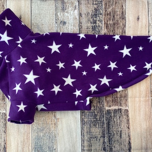 Purple stars Greyhound pajamas / star whippet clothing / fleece sighthound pjs
