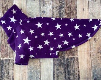 Purple stars Greyhound pajamas / star whippet clothing / fleece sighthound pjs