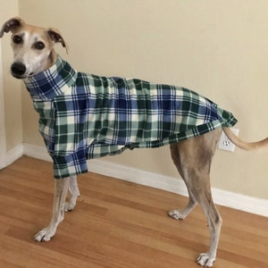 Bees on Blue greyhound pyjamas, custom size fleece sighthound pjs, made to measure whippet sweater, blue bee lurcher jumper image 8