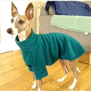 Rainbow Stripe greyhound & whippet pajamas, retro made to measure fleece sweater for sighthounds. image 8