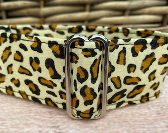 Leopard print Greyhound martingale collar - 1.5" animal print collar, leopard print dog, greyhound collar