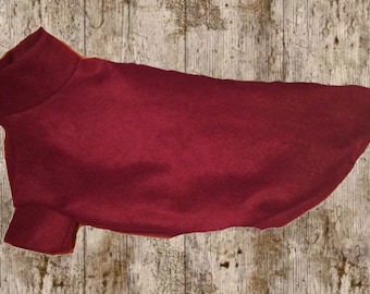 Burgundy Greyhound fleece / whippet pajamas. Made to measure.