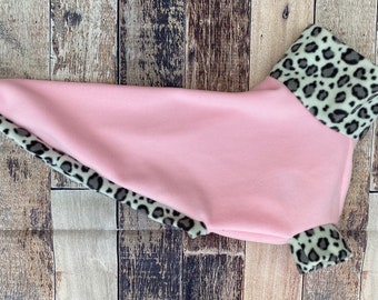 READY TO SHIP 20" pink snow leopard whippet sweater, sighthound fleece pajamas, lurcher clothing