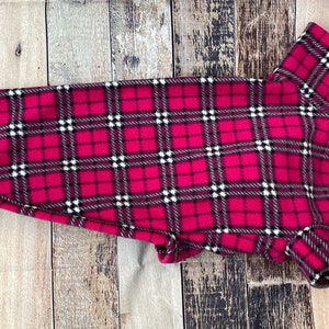 READY TO SHIP 20” pink tartan whippet pajamas, lurcher fleece pjs, sighthound clothing