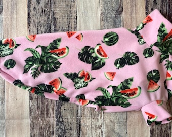 PRONTO PER LA SPEDIZIONE Maglione in pile Greyhound color anguria da 28", abbigliamento rosa per levrieri, pigiama estivo per levrieri color melone, galgo podenco