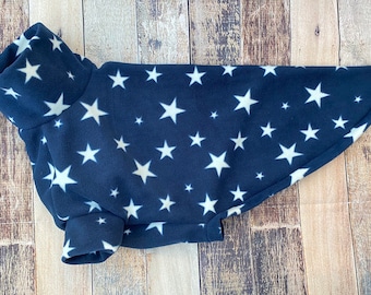 Pigiama con stelle blu navy per levrieri / abbigliamento con stelle per levrieri / pigiama in pile per levrieri