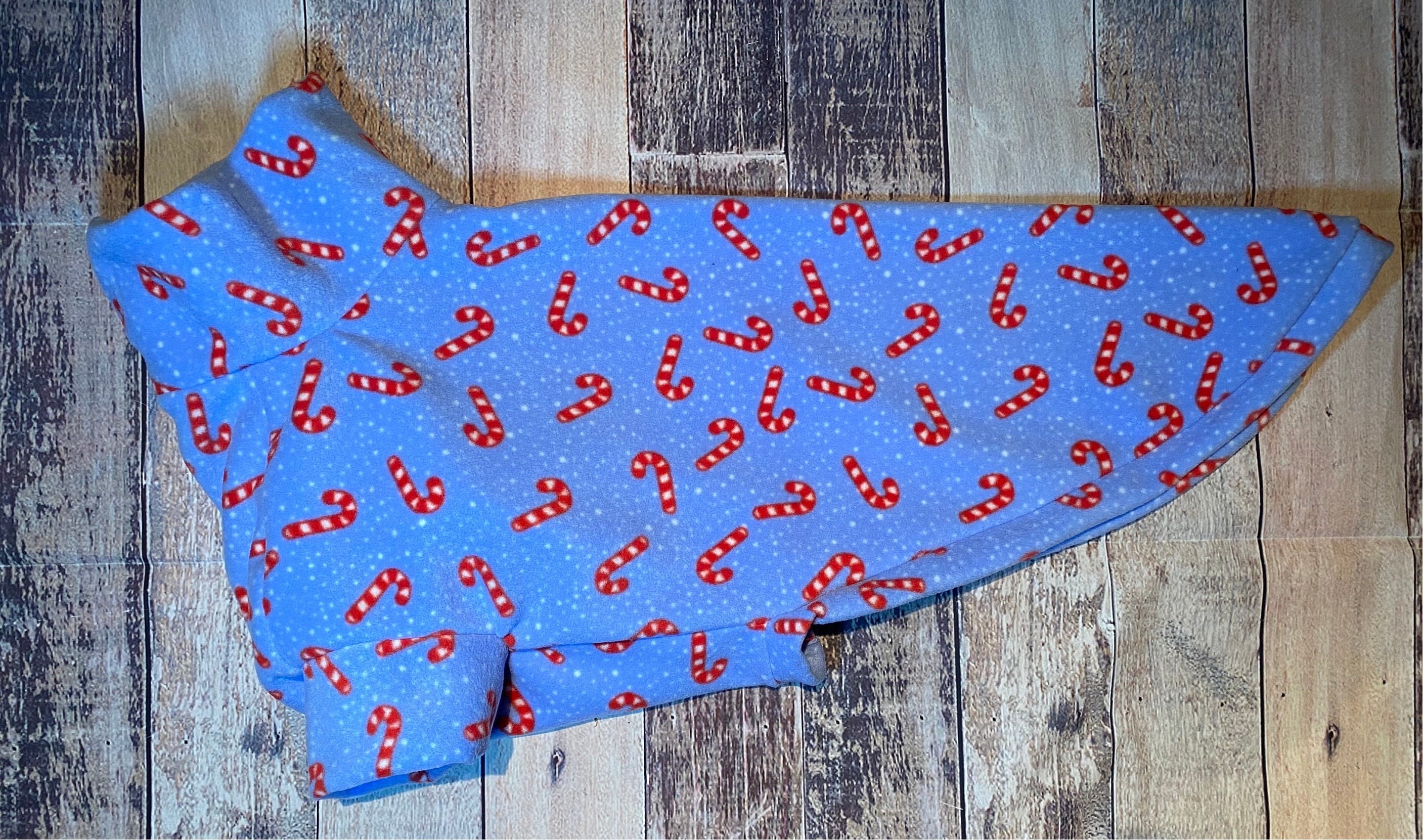 Christmas greyhound pajamas, candy cane whippet sweater, sighthound xmas jumper, made to measure hound festive fleece