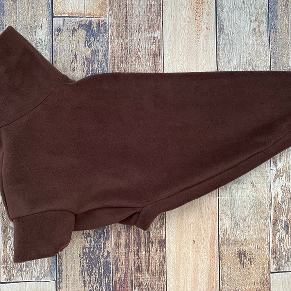 Chocolate brown sighthound pyjamas, whippet clothing, fleece 2 leg greyhound pjs, saluki sweater