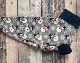 PRONTO PARA ENVIO, pijama natalino de 60 cm com bonecos de neve azuis para galgos, pijama festivo de lã para cães de caça, suéter grande para cães com rena e floco de neve.