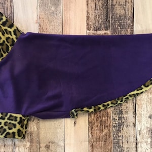 Sighthound pajamas: Made to Measure purple & leopard print Greyhound clothing, whippet pyjamas.