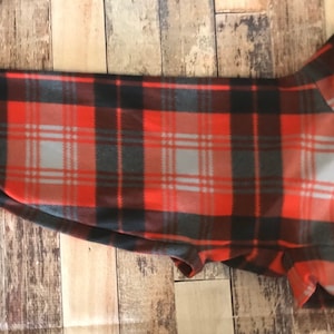READY TO SHIP 20&quot; red plaid whippet sweater, small sighthound fleece pajamas