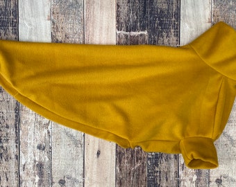 READY TO SHIP 20” mustard gold yellow whippet pajamas, 2 leg fleece for Saluki, sighthound sweater