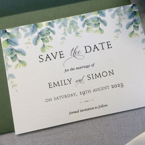 Save the Date Wedding Card Botanical Eucalyptus Design Modern Script Font image 8