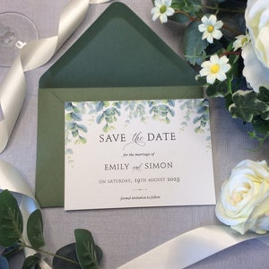 Save the Date Wedding Card Botanical Eucalyptus Design Modern Script Font image 9