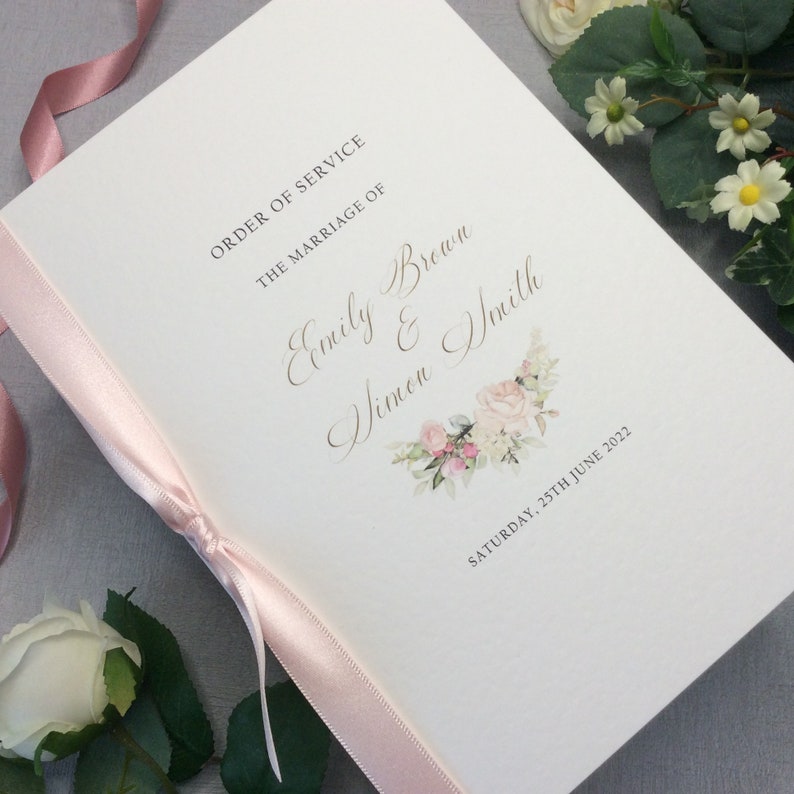 Wedding Invitation Suite Vellum Blush/Dusky Pink Wax Seal Evening Invite Guest Info Church Booklet RSVP Menu Place Name 10x Church Booklet