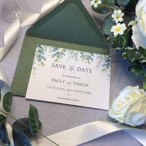 Save the Date Wedding Card Botanical Eucalyptus Design Modern Script Font image 6