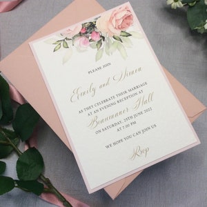 Wedding Invitation Suite Vellum Blush/Dusky Pink Wax Seal Evening Invite Guest Info Church Booklet RSVP Menu Place Name 10x Eve Invite