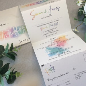 Wedding Invitation LGBTQ Same Sex Rainbow Concertina Style