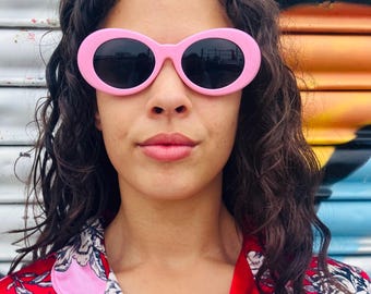 Gafas de sol vintage, gafas de sol ovaladas rosas Y2K, gafas de sol para mujer, gafas vintage, gafas de sol del Reino Unido, gafas de sol retro