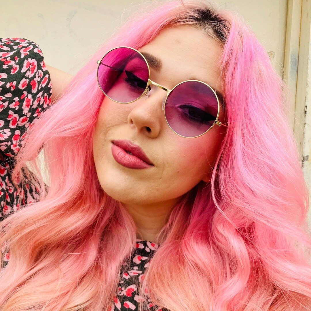 Vintage Purple Round Sunglasses: 70s Style Lennon Glasses - Etsy display picture 1