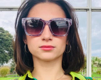 Vintage Grey Square Sunglasses: Statement Eyewear, UVA Protected