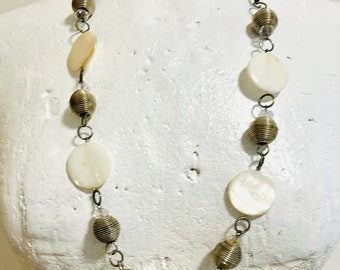 Vintage Beaded Necklace, Vintage Necklace Uk, Jewelry, Mother Of Pearl Necklace, Bead, Gift For Her, Bohemian