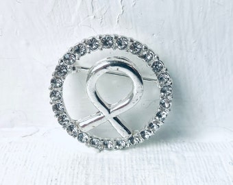 Broche ronde vintage en cristal super scintillant avec strass, bijoux vintage, broches, clip pour broche