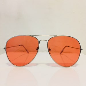 Vintage Aviators With Orange UV Lens, 90s Vintage Sunglasses, Festival Sunglasses, Coloured Lens Sunglasses, Men Sunglasses, Woman Shades