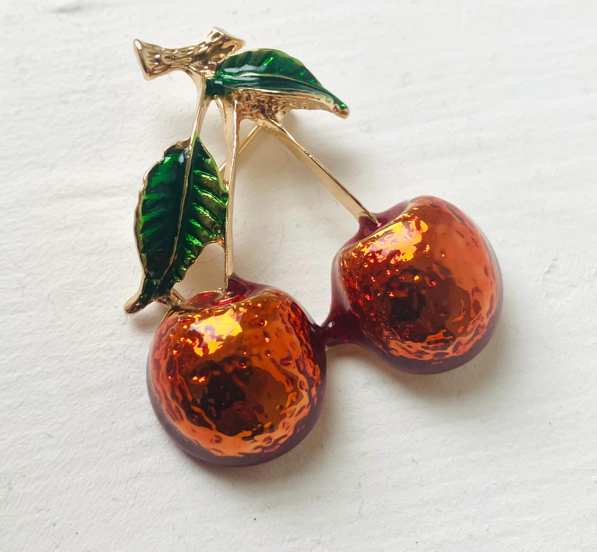 Red Cherry Brooch - Etsy