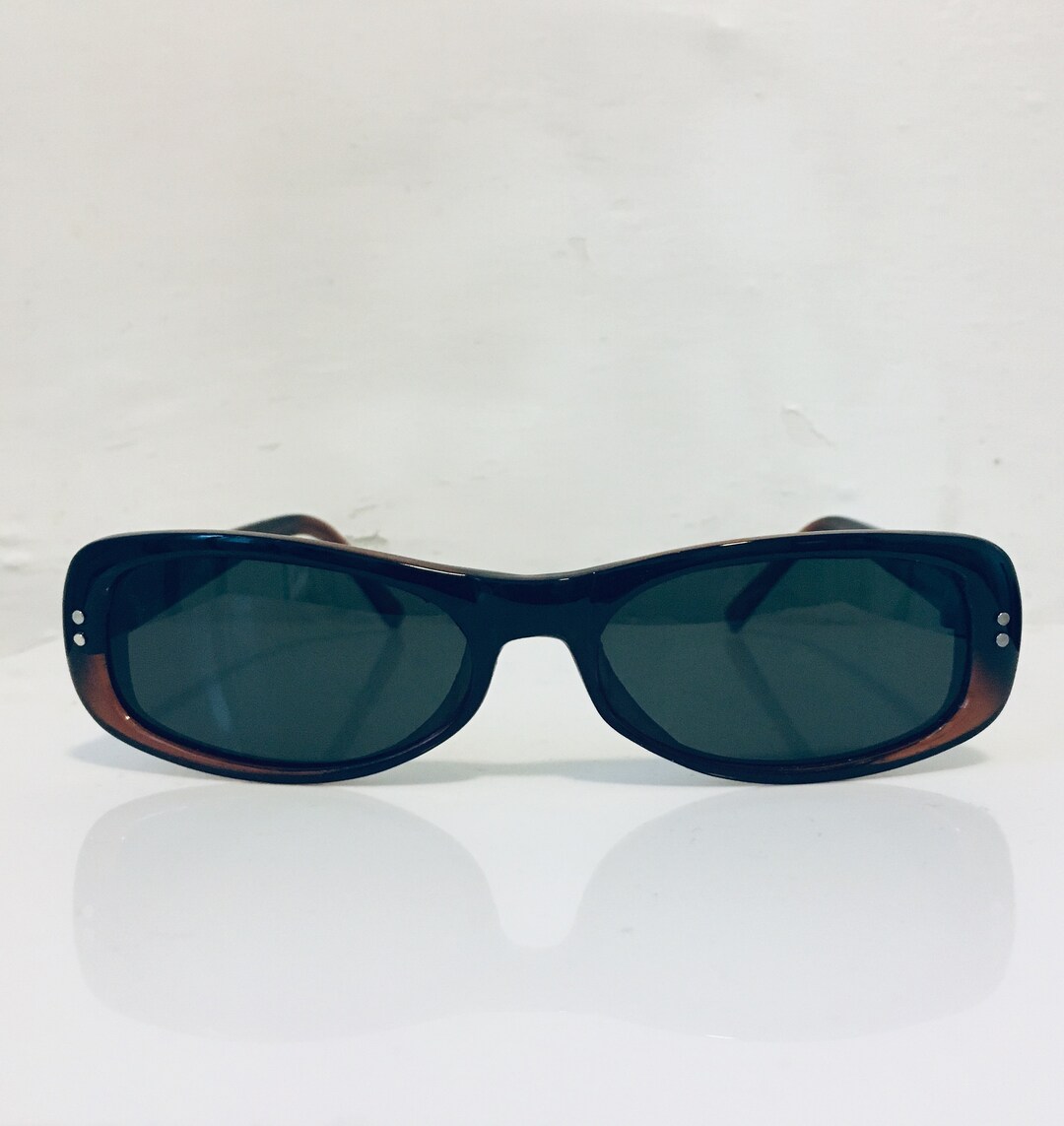 Vintage Sunglasses Brown Black Rectangle Lozenge Sunglasses, Woman ...