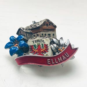 Vintage Austrian Tirol Brooch, Vintage Jewellery, Mountain Chalet Austrian Brooch, Gift, Pin, Austrian Brooch