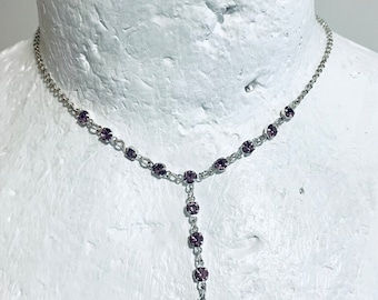 Pink Rhinestone Super Sparkle Diamond Necklace, Boho Sparkling Necklace, Gift For Her, Wedding Necklace